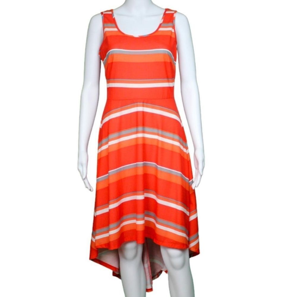 Cato Plus Size Orange & Red Striped Sleeveless High Low Dress, Size 22/24